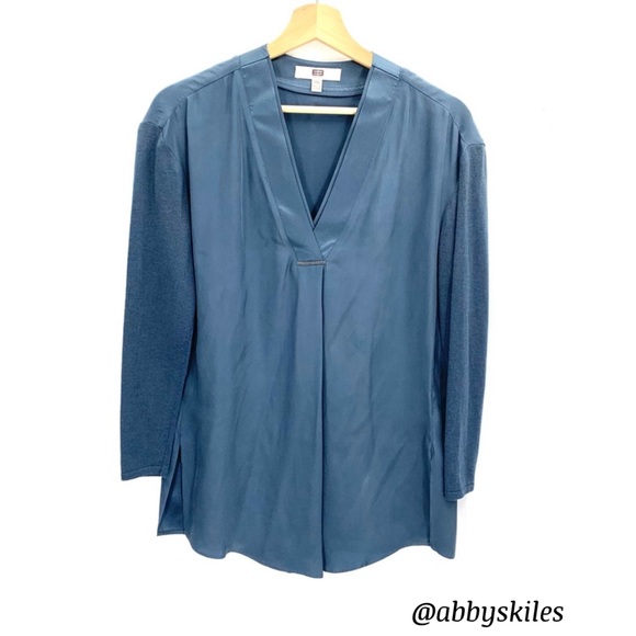 Etcetera Tops - Etcetera Slate Blue Silk Cashmere Blend Long Sleeve Flowy Sweater Top Size 00